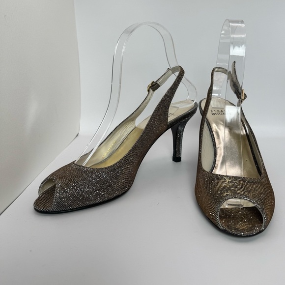 Stuart Weitzman Metallic Peep Toe
Slingback Heel Size 6.5 - Like New! - Picture 5 of 12